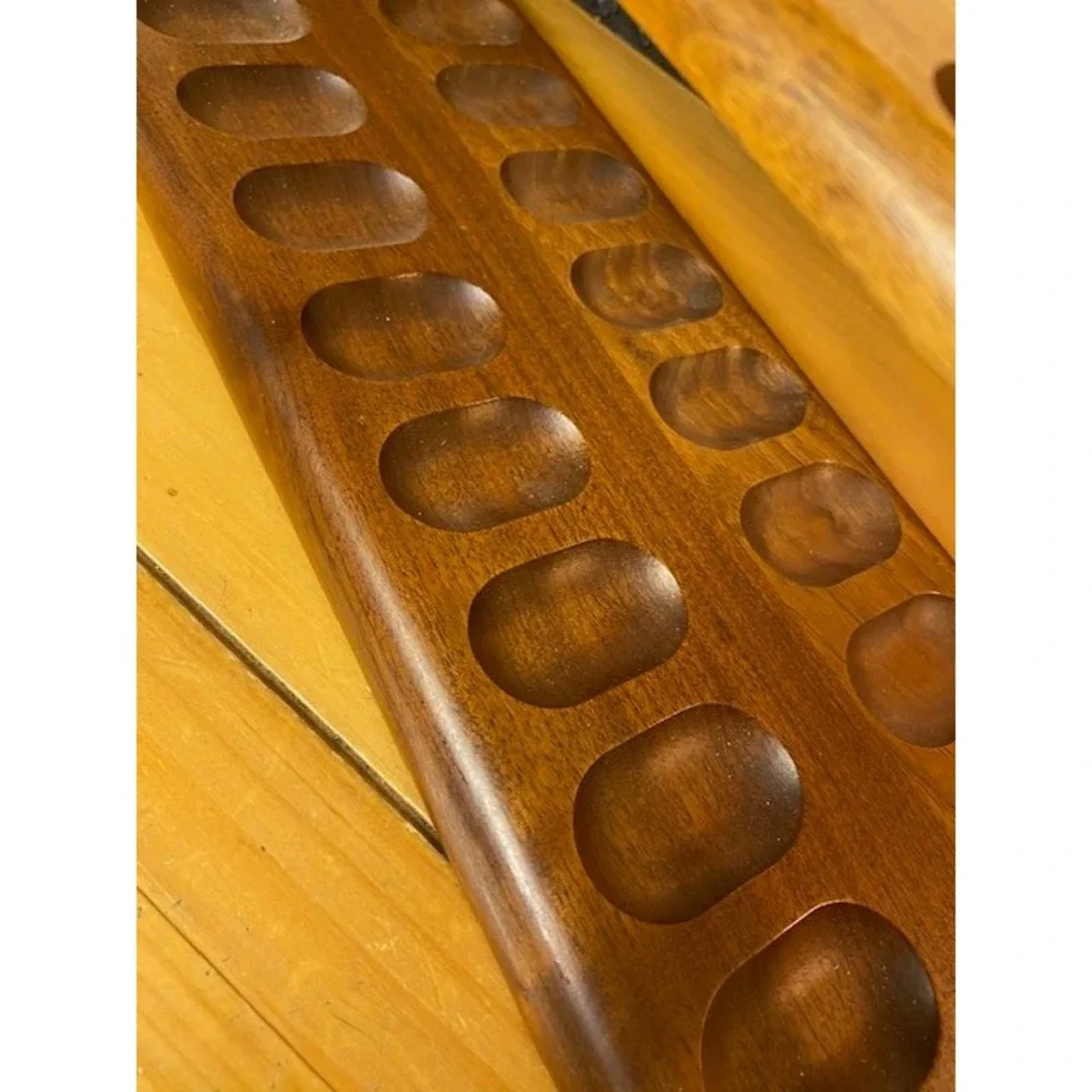 Decatur Industries Genuine Walnut 24 Pipe Rack Stand Vintage DECO Wood Display